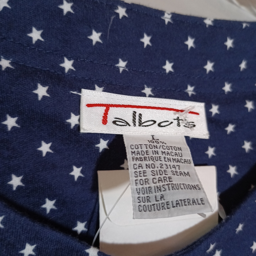 Talbots vintage polka dot star print Button Front Patriotic  Maxi dress Size L - Picture 3 of 8